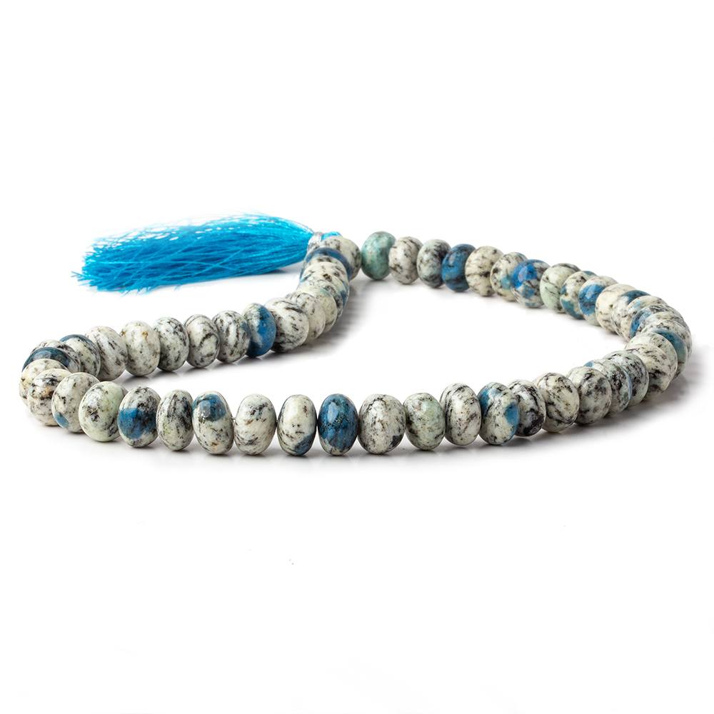 10-10.5mm K2 Azurite Granite "K2 Jasper" plain rondelles 16 inch 58 beads