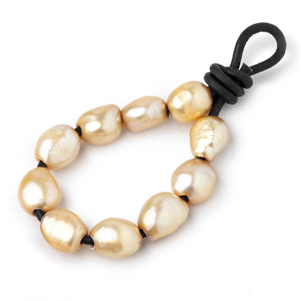 10-11mm Pale Gold Large Hole Baroque Pearls Set of 10