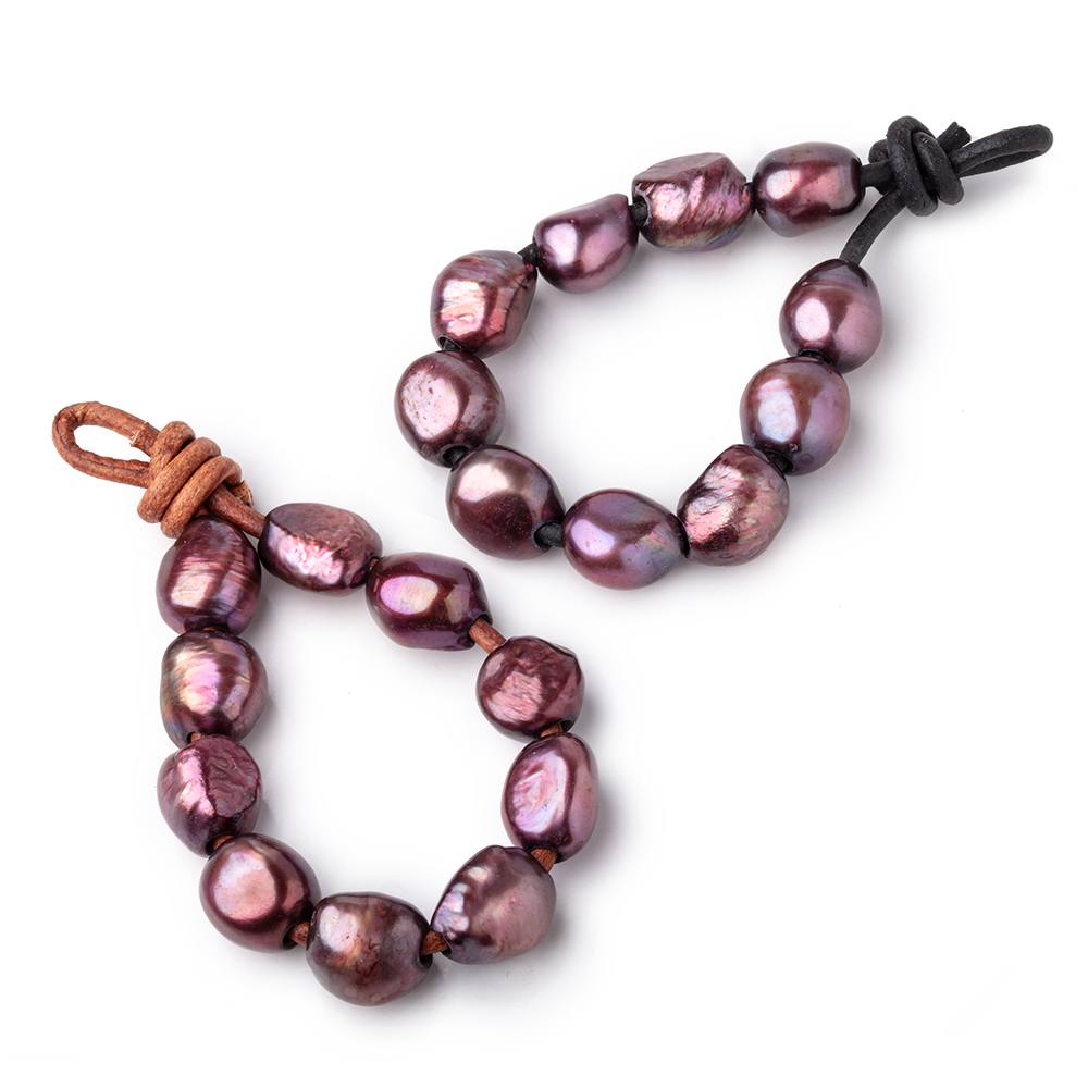 10-12mm Dusty Rose Large Hole Baroque Pearls Set of 10