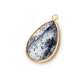 26x17mm Vermeil Bezel Dendritic Opal Faceted Pear Focal Bead Pendant 1 piece