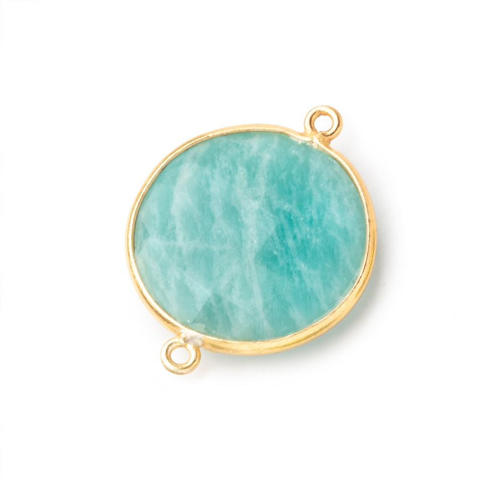 22mm Vermeil Bezeled Amazonite Coin Focal Bead Connector 1 pc