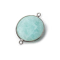 22mm Black Gold Bezeled Amazonite Coin Focal Bead Connector 1 pc