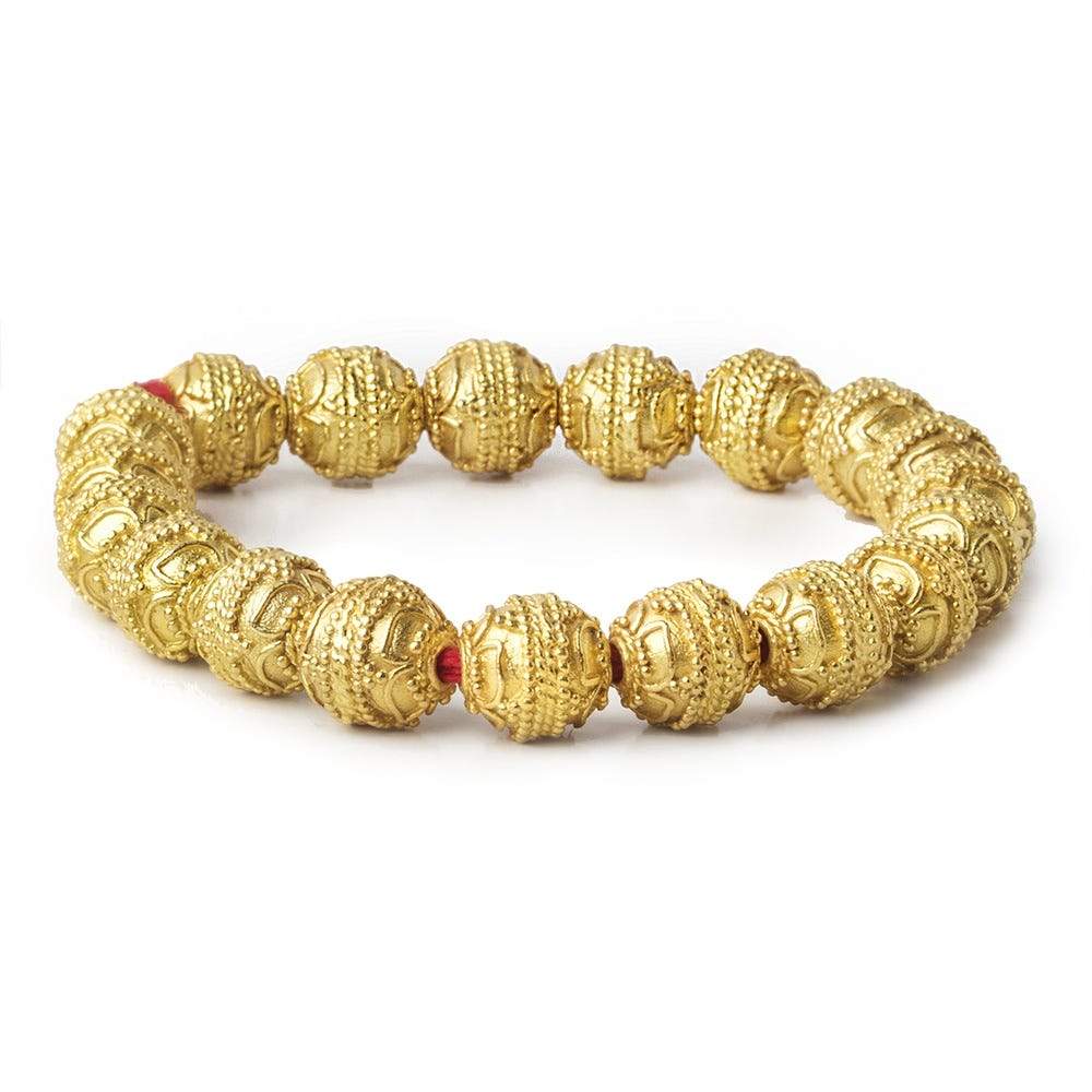 10mm 22kt Gold Plated Copper Bead Round Four Leaf tip 8 inch 18 pieces