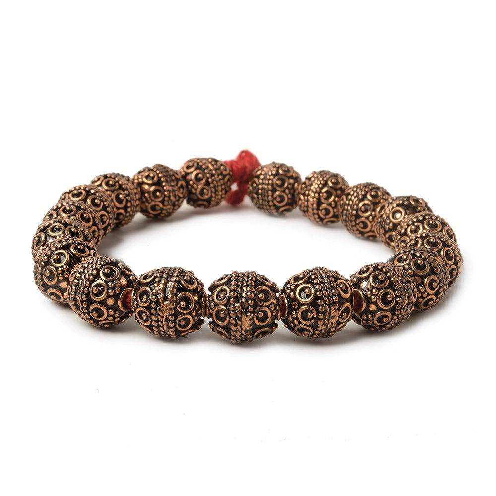 10mm Antiqued Copper Beads Roval Persian 8 inch 19 pcs
