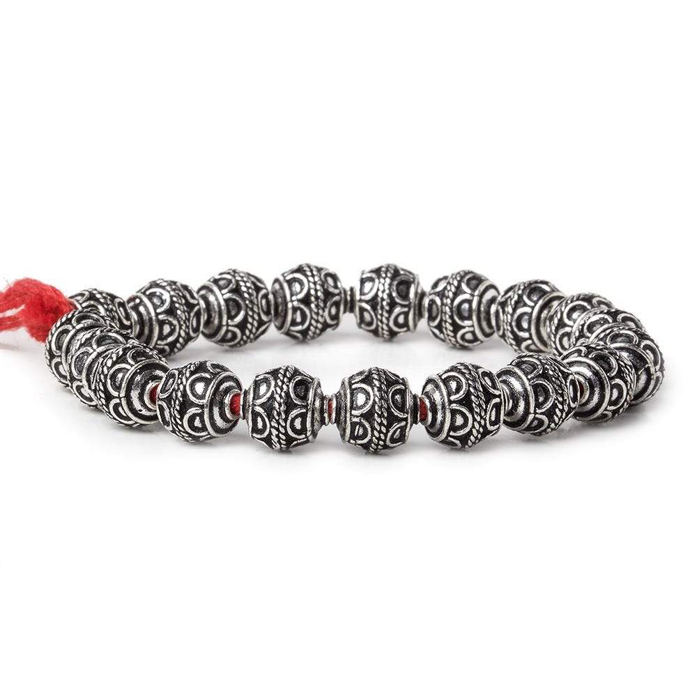 10mm Antiqued Sterling Silver Plated Copper Bead Roval, Simple Arch 8 inch 20 pcs