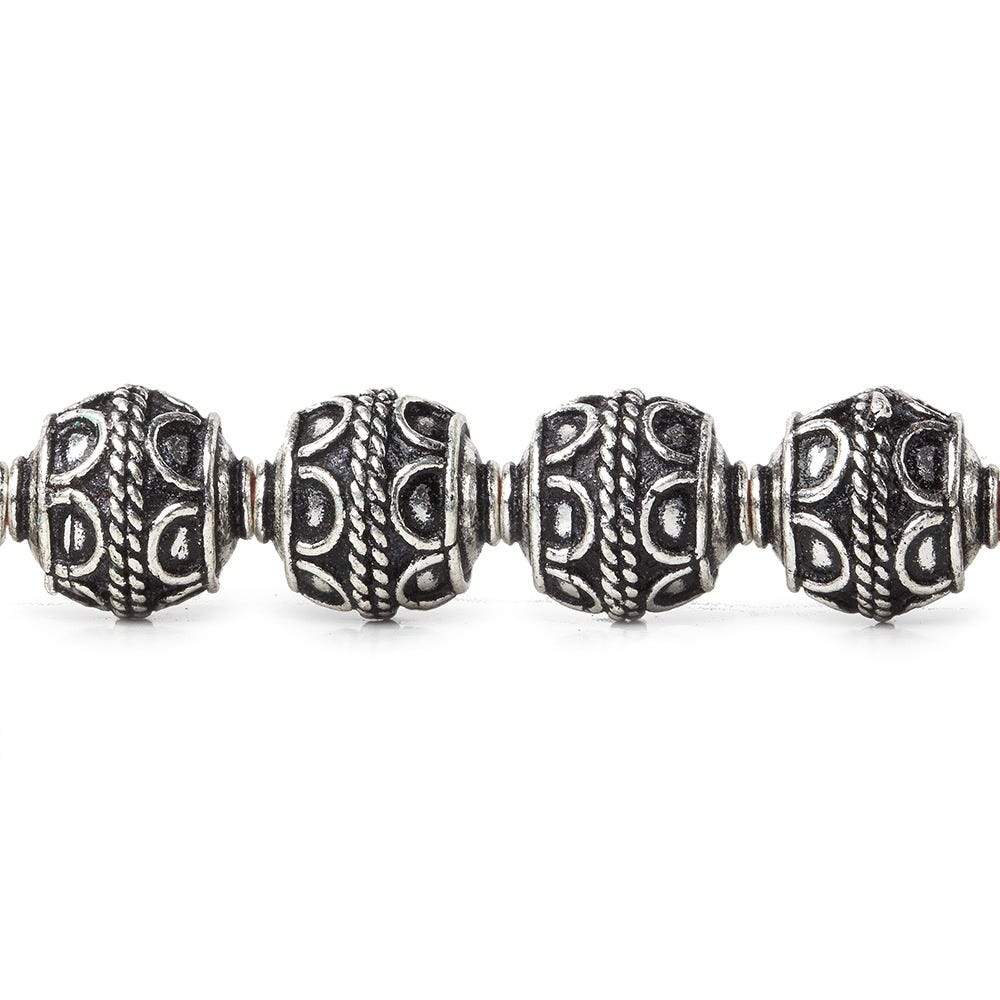 10mm Antiqued Sterling Silver Plated Copper Bead Roval, Simple Arch 8 inch 20 pcs