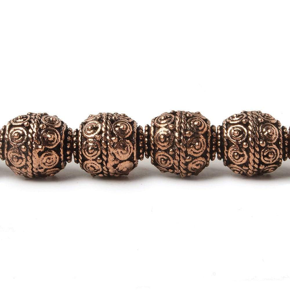 10mm Copper Bead Bead Round Concentric Circles 8 inch 18 pcs