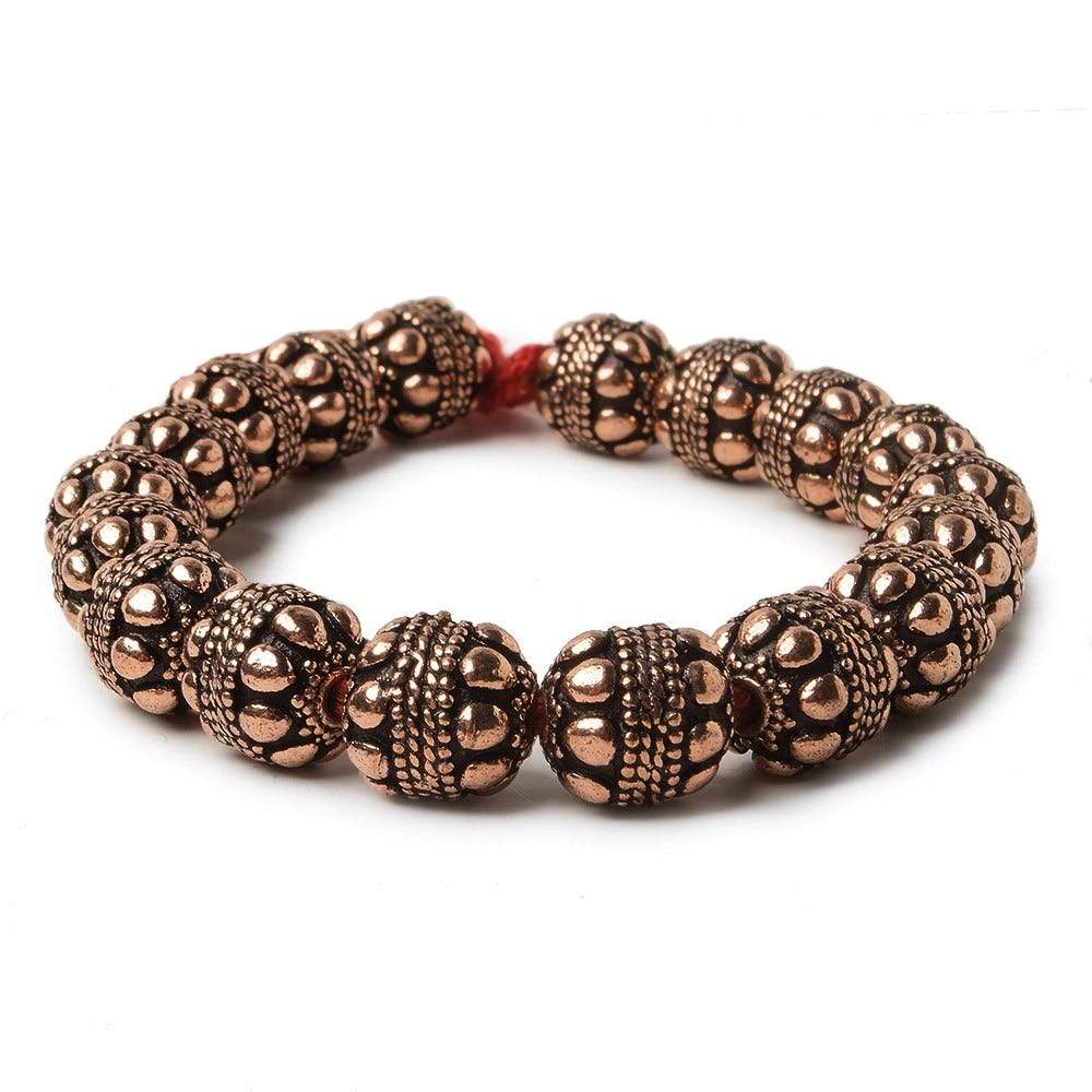 10mm Copper Bead Bead Round Dots and Rope center 8 inch 18 pcs