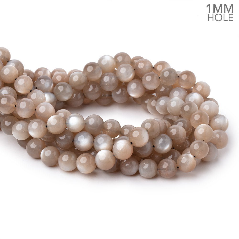 10mm Greige Moonstone Plain Round Beads 15.5 inch 39 pieces AAA 1mm Hole