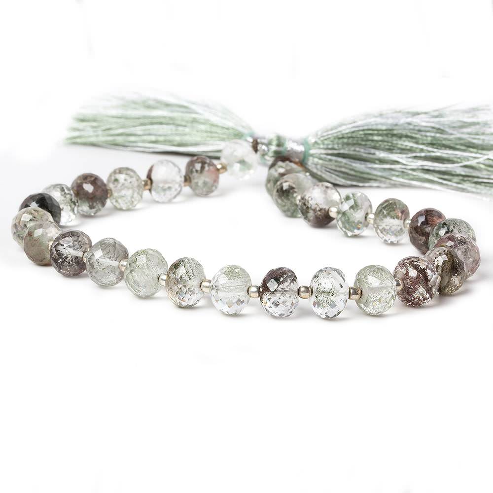 9mm Moss Quartz Faceted Rondelle 8.25 inch 23 pieces