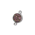 10mm Silver .925 Bezel Mystic Peacock Drusy Drusy Coin Connector 1 piece