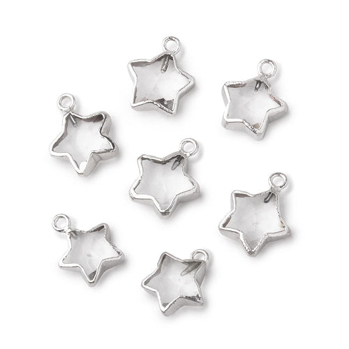 10mm Silver Leafed Crystal Quartz Faceted Star Focal Pendant 1 piece