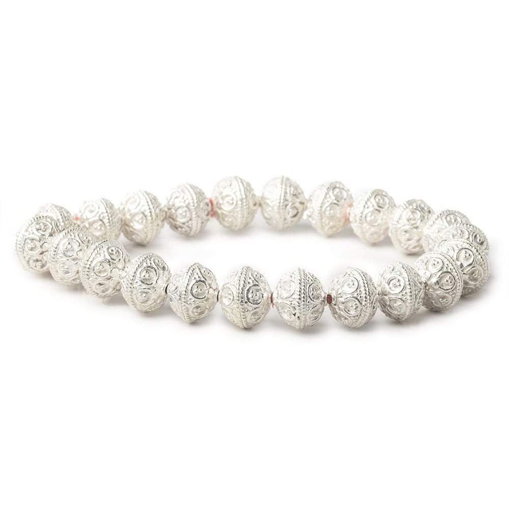 10mm Sterling Silver plated Copper Moroccan Roval Bead 8 inch 22 beads