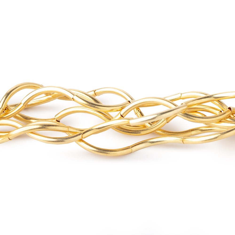 10mm x 1mm 22kt Gold Plated  Copper Curved Tube Beads 7.5 inch 20 pieces