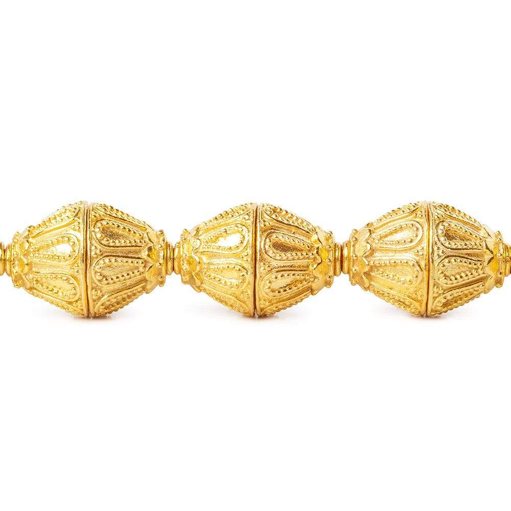 10x14mm 22kt Gold Plated Copper Miligrain Design Bead Cap 8 inch 20 pieces