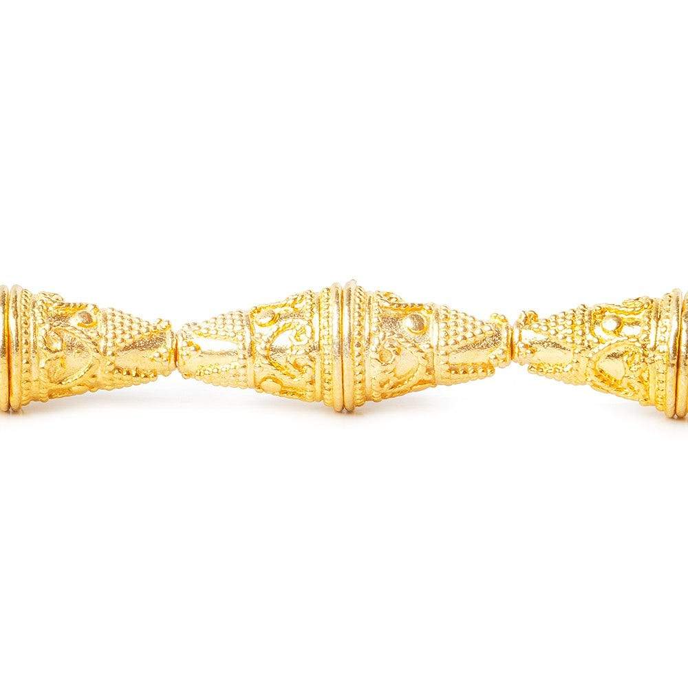 10x14mm 22kt Gold plated Miligrain Cone 8 inch 16 pieces