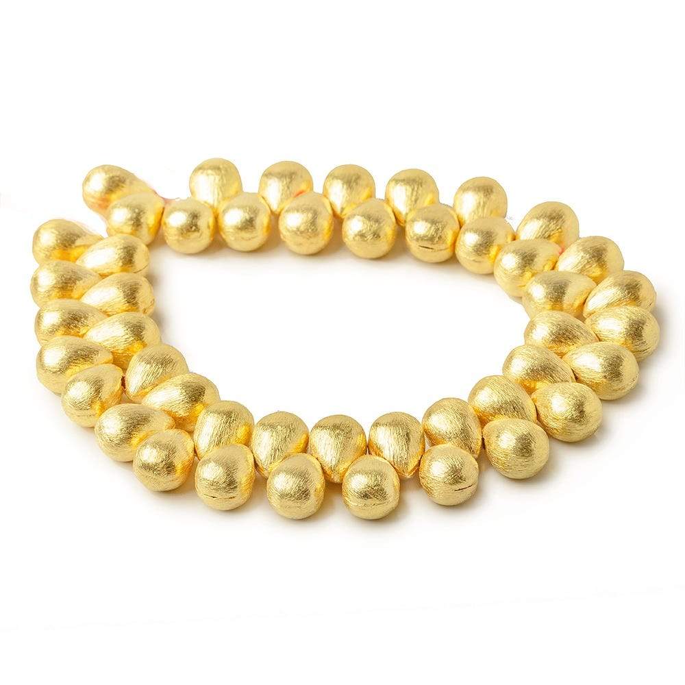 10x7mm 22kt Gold plated Copper Brushed Tear Drop Beads 8 inch 46 pieces