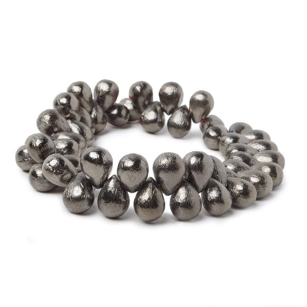 10x7mm Black Gold plated Copper Brushed Tear Drop Beads 8 inch 46 pieces
