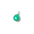 10x7mm Sterling Silver Bezel Mint Green Onyx faceted pear Petite Pendant 1 piece