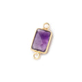 10x7mm Vermeil Bezel Amethyst Faceted Rectangle Connectors 1 piece