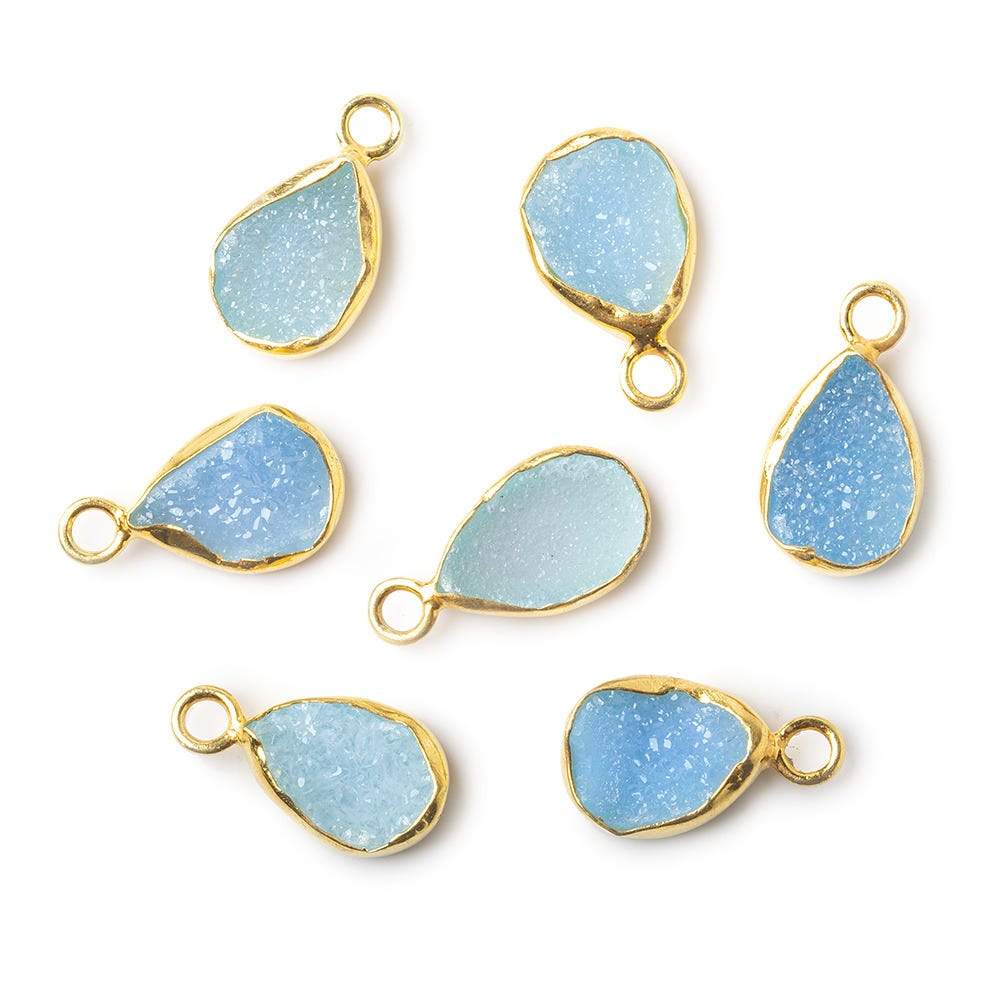 10x7mm Vermeil Bezel Blue Drusy Pear Pendant 1 piece