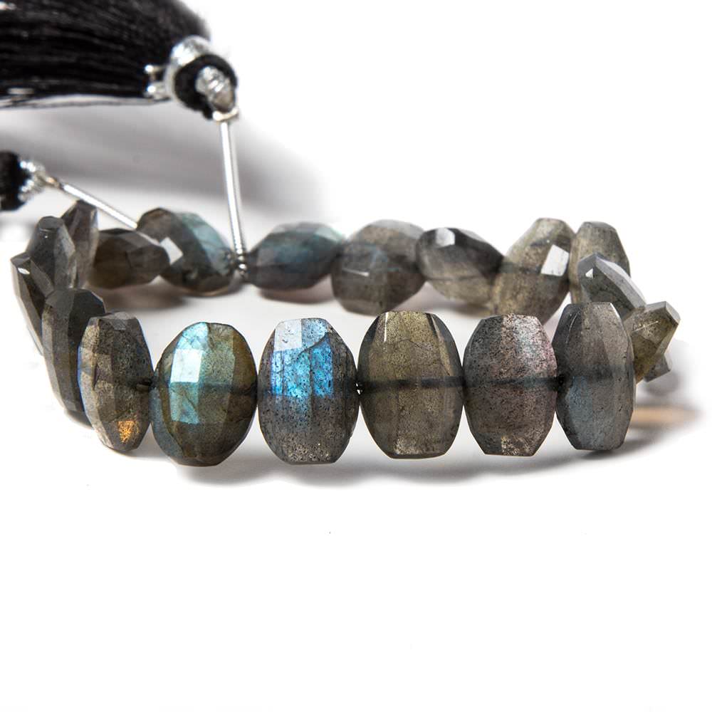 10x8-12x8mm Labradorite side drilled Faceted Cushion Beads 7 inch 20 pieces