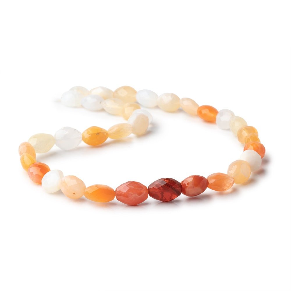 10x8-12x9mm Multi Color Fire Opal Faceted Nuggets 16 inch 35 Beads AA
