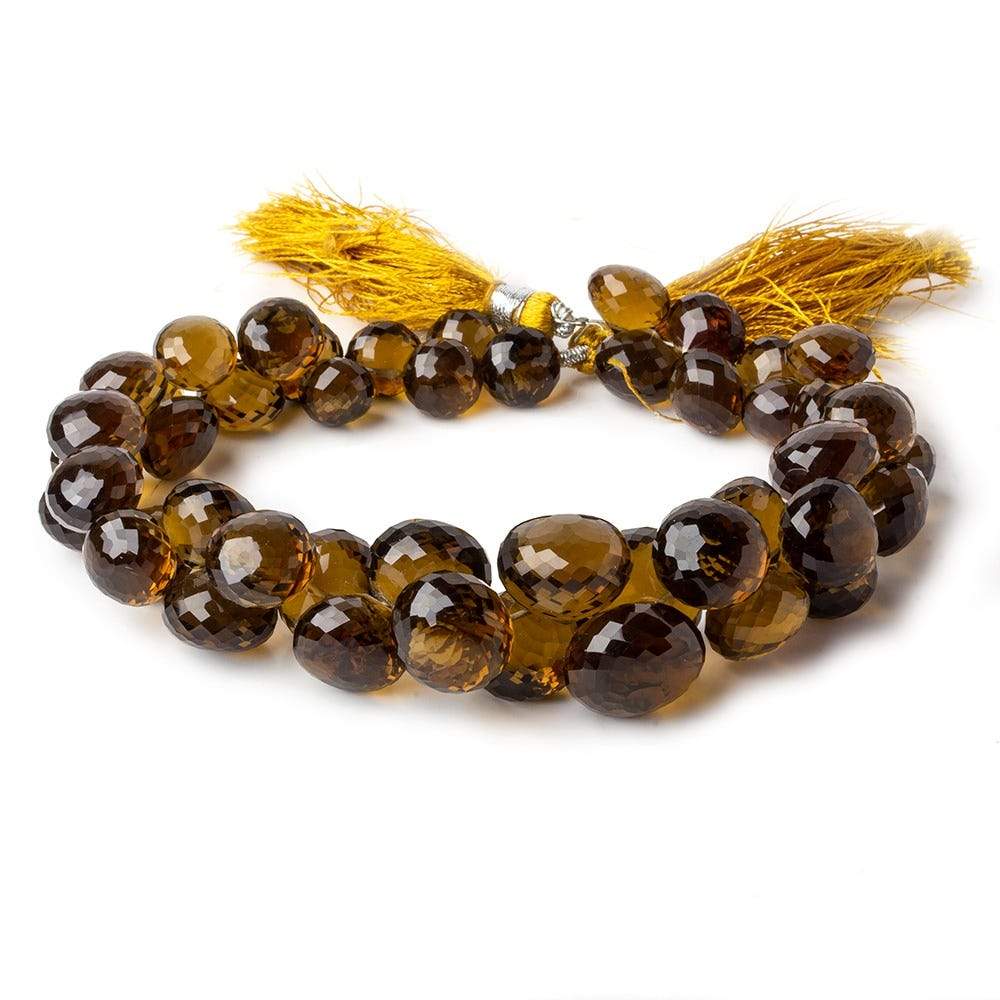 9-16mm Whiskey Quartz faceted Candy Kiss beads 9 inch 45 pieces