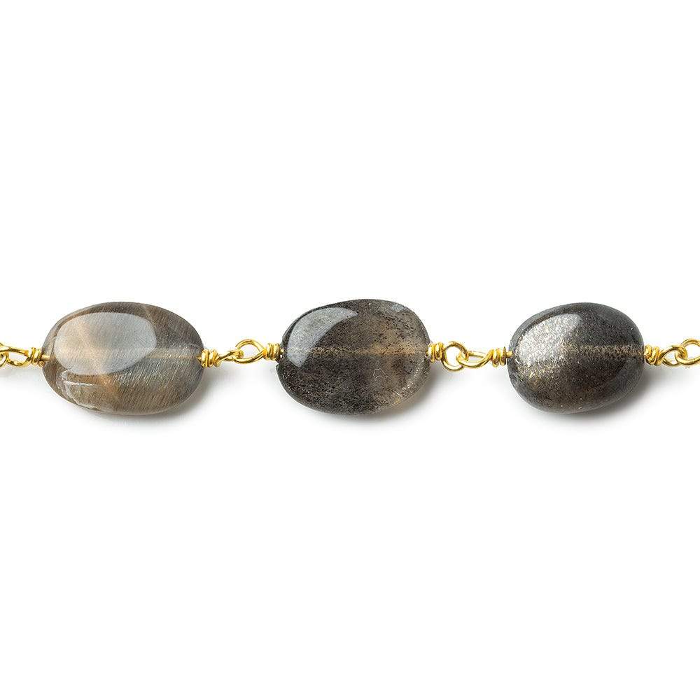 10x8mm Multi Color Moonstone plain oval Vermeil Chain by the foot