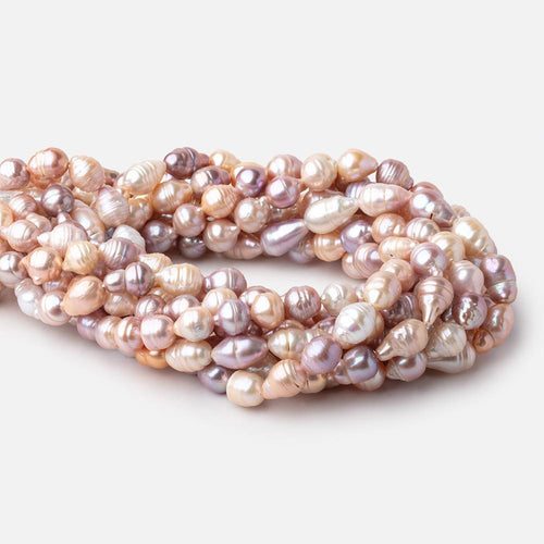 10x9-13x10mm Tri Color Ringed Baroque Freshwater Pearls 16 inch 27 Beads