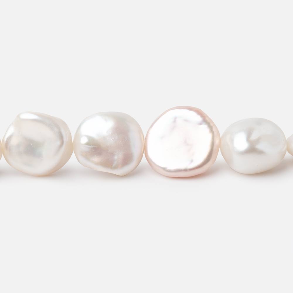 10x9-13x13mm Off White Keshi Freshwater Pearls 15.5 inch 36 beads