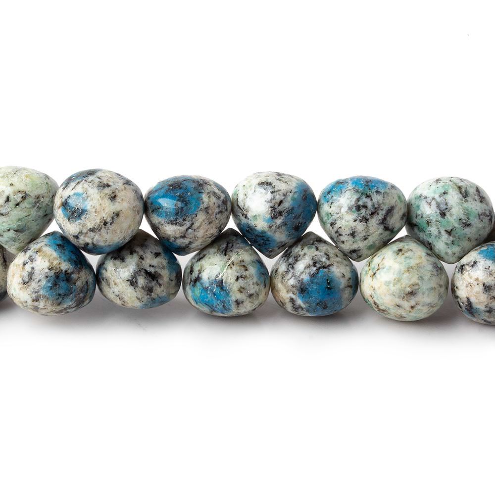 10x9mm K2 Azurite Granite "K2 Jasper" plain candy kiss beads 8 inch 48 pieces
