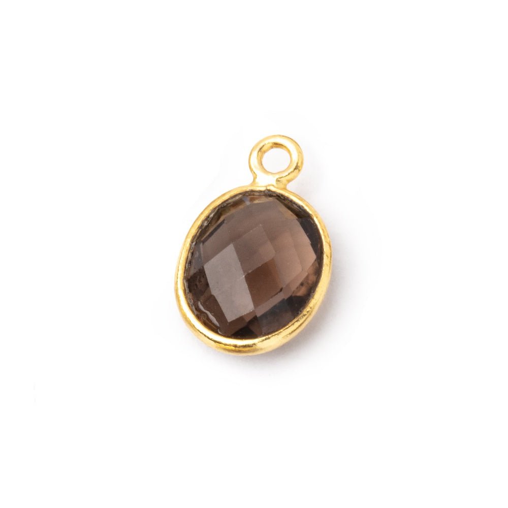 10x9mm Vermeil Bezel Smoky Quartz Faceted Oval Pendant 1 piece