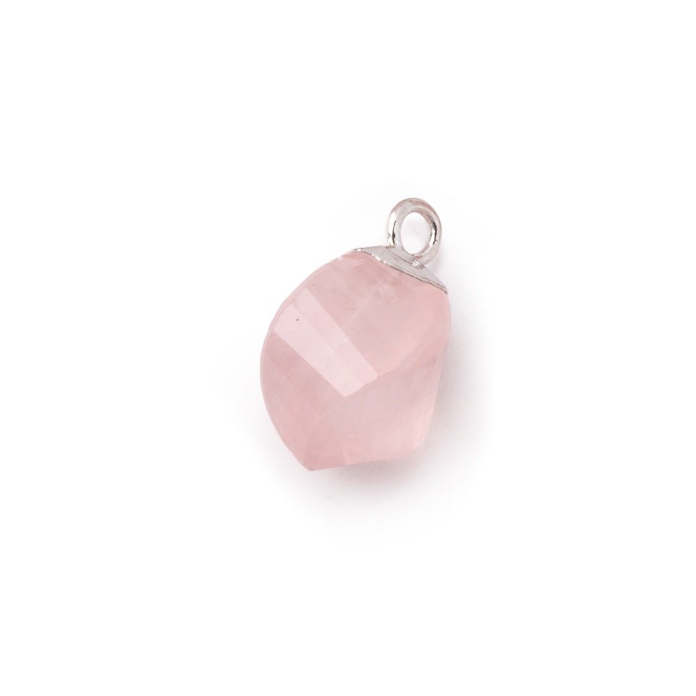 11-12mm Silver Leafed Rose Quartz Twist Focal Pendant 1 piece