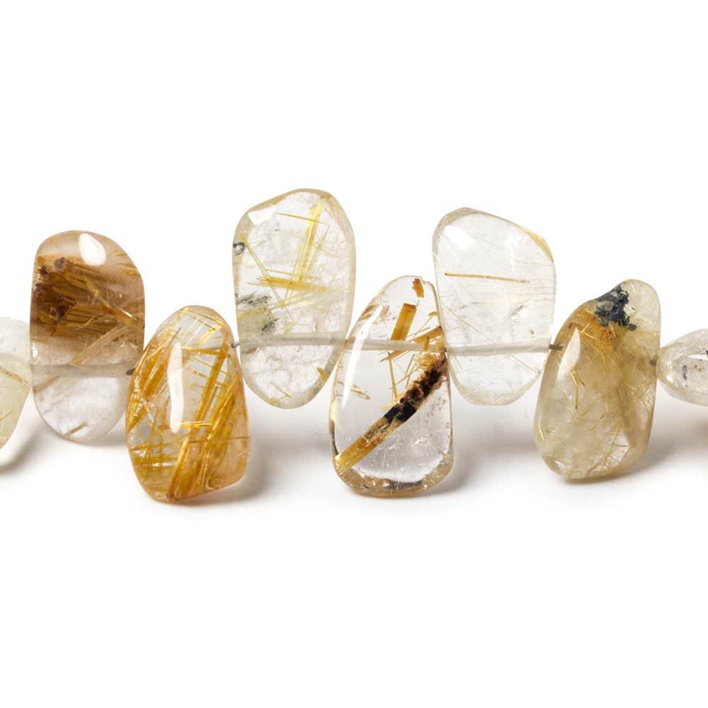 11 - 14mm Golden Rutilated Quartz Plain Freeform Beads 8 inch 33 pieces