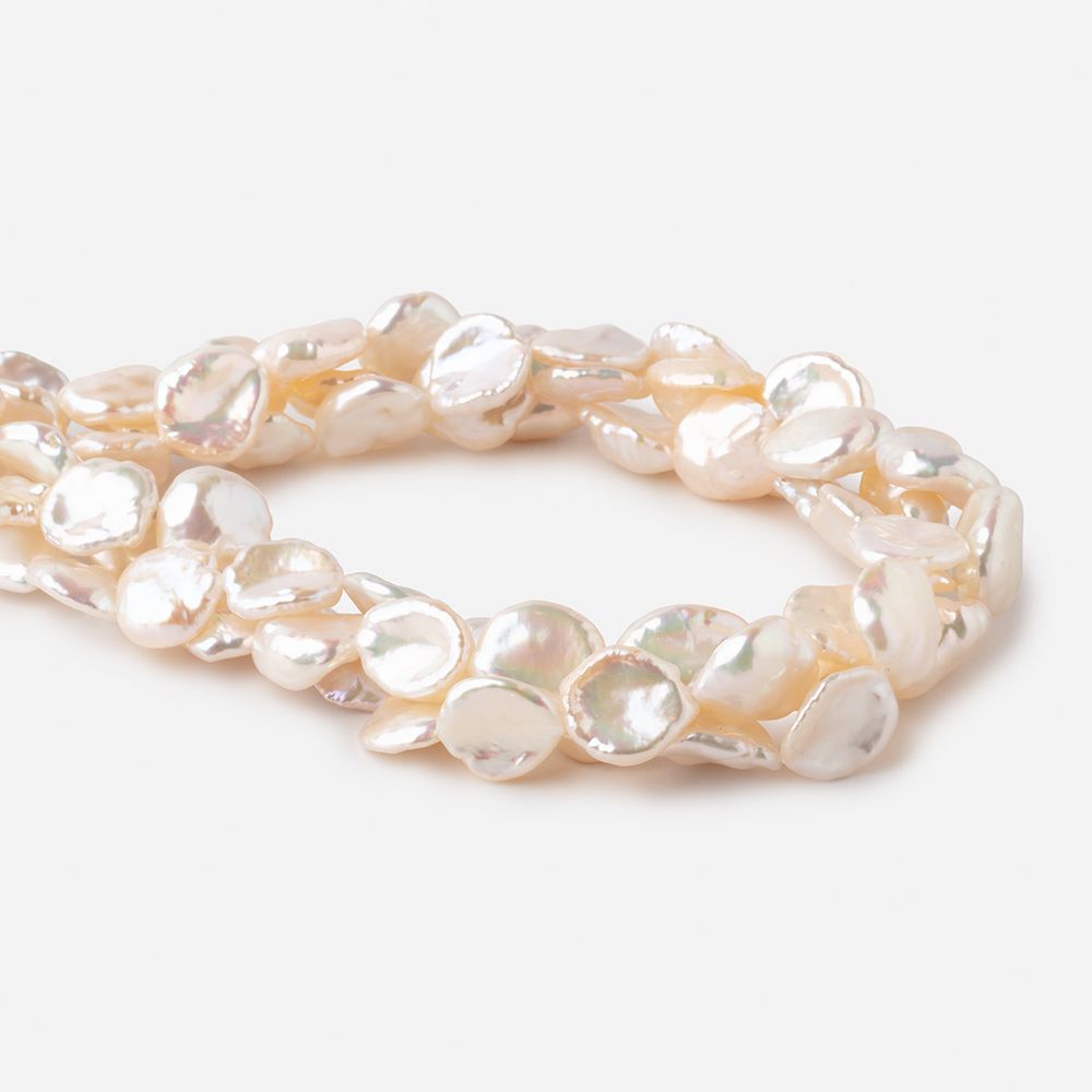 11-14mm Pale Peach Straight Drilled Keshi Freshwater Pearls 16 inch 32 pieces