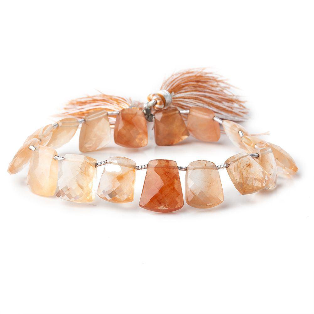 11-15mm Tangerine Quartz Faceted Fancy Shape Beads 8 inch 17 pieces
