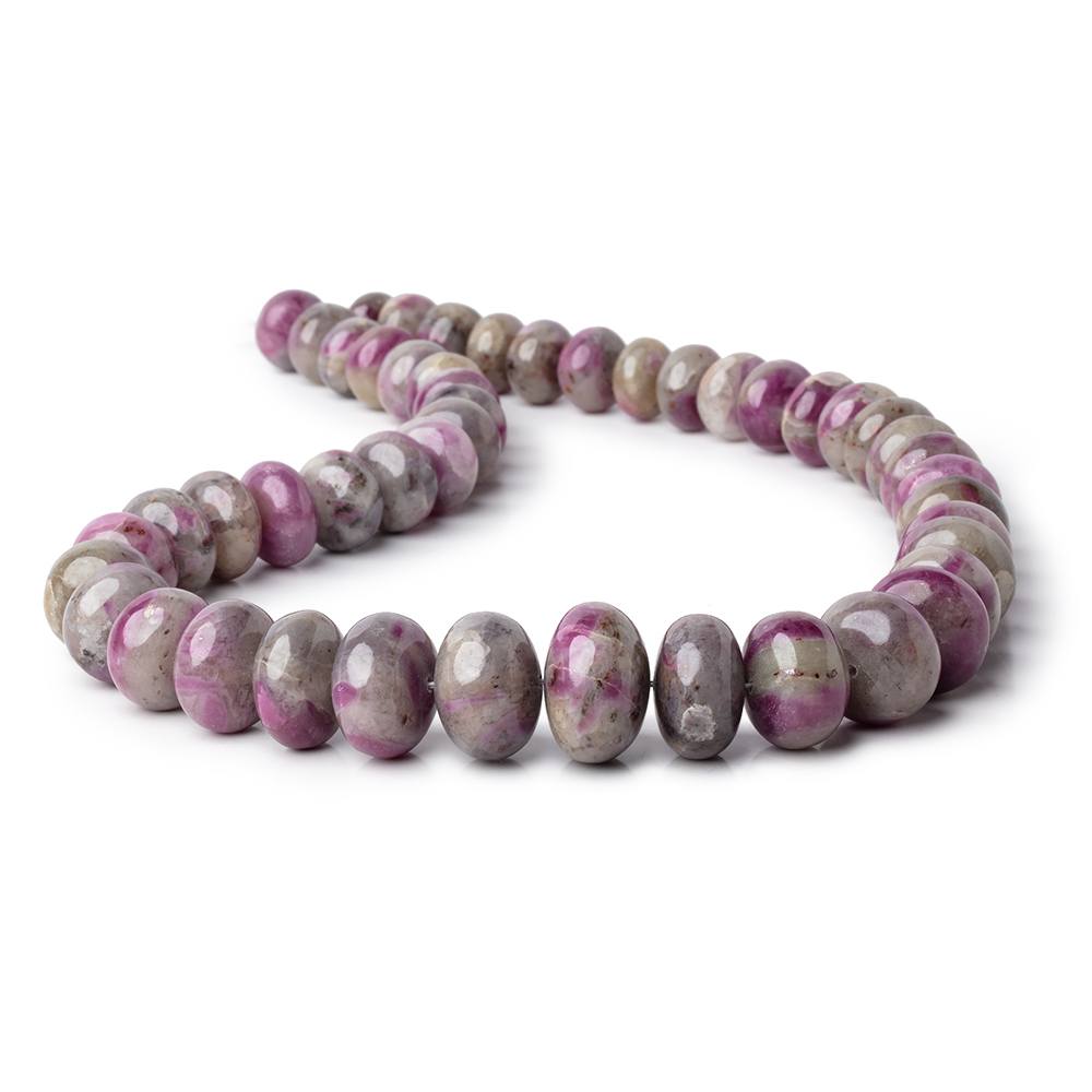 11-19mm Ruby in Marble Matrix Plain Rondelles 17.5 inch 48 Beads 1mm Hole