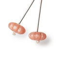 11.5mm Peach Moonstone Carved Melon Focals Set of 2 Beads