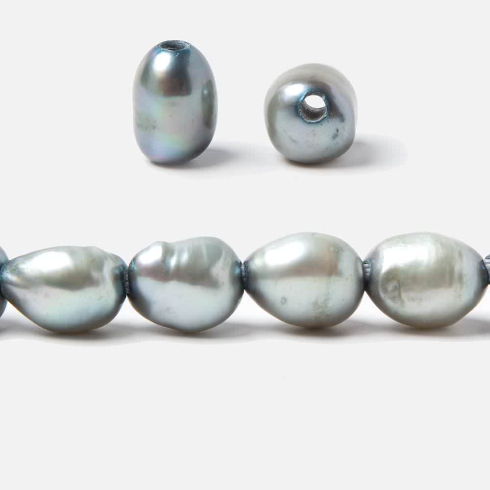 11.5x9-13.5x10.5mm Light Chambray Blue Baroque 2.5mm large hole Pearls 32 pcs