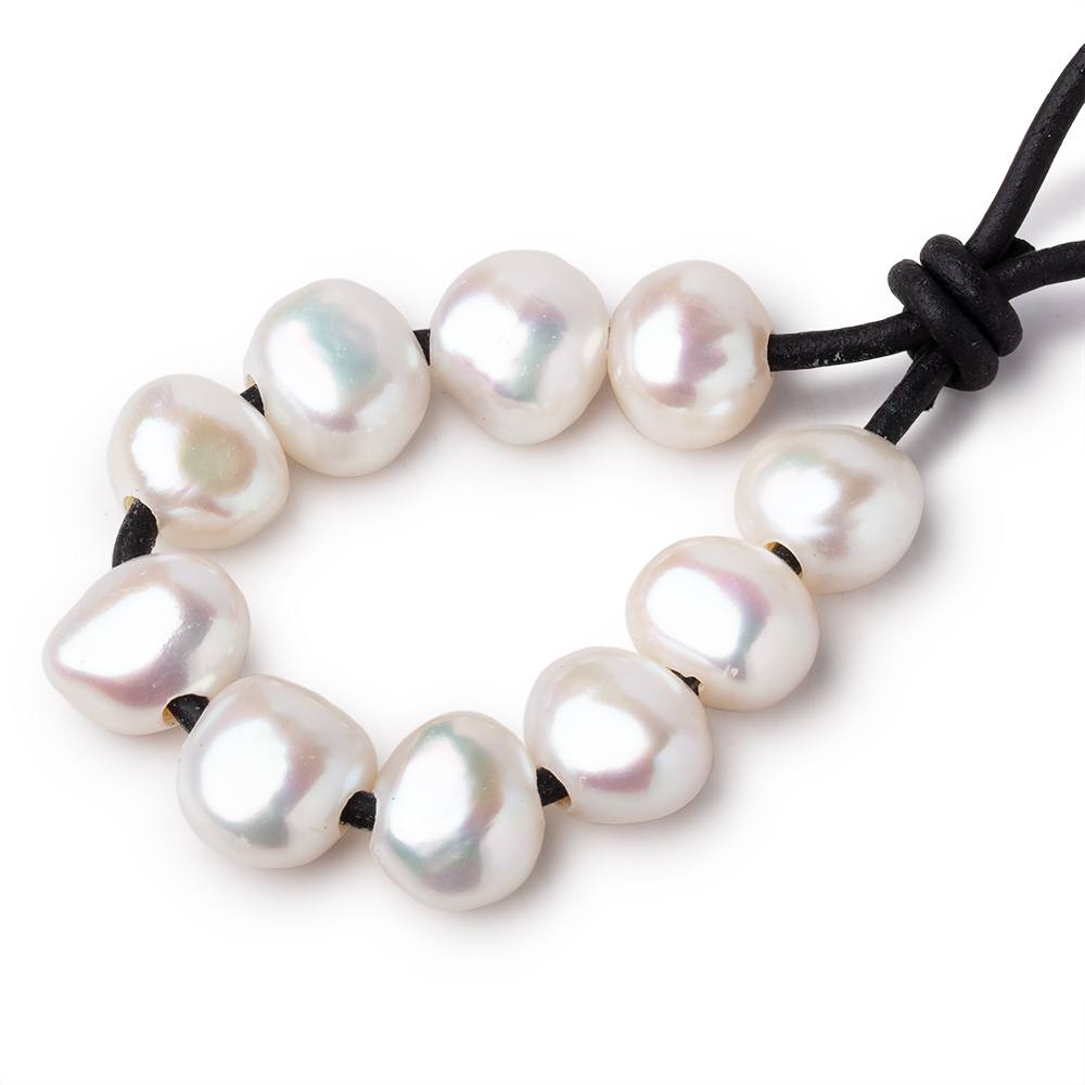 11mm-12.5mm Cream Baroque 2.5mm large hole Pearl 10 pcs