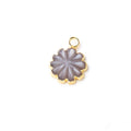 11mm Gold Leafed Chocolate Moonstone Carved Floral Coin Focal Pendant 1 piece