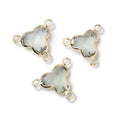 11mm Gold Leafed Prasiolite Faceted Trefoil 3 Ring Connector 1 piece