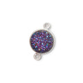 11mm Silver .925 Bezel Mystic Peacock Drusy Drusy Coin Connector 1 piece