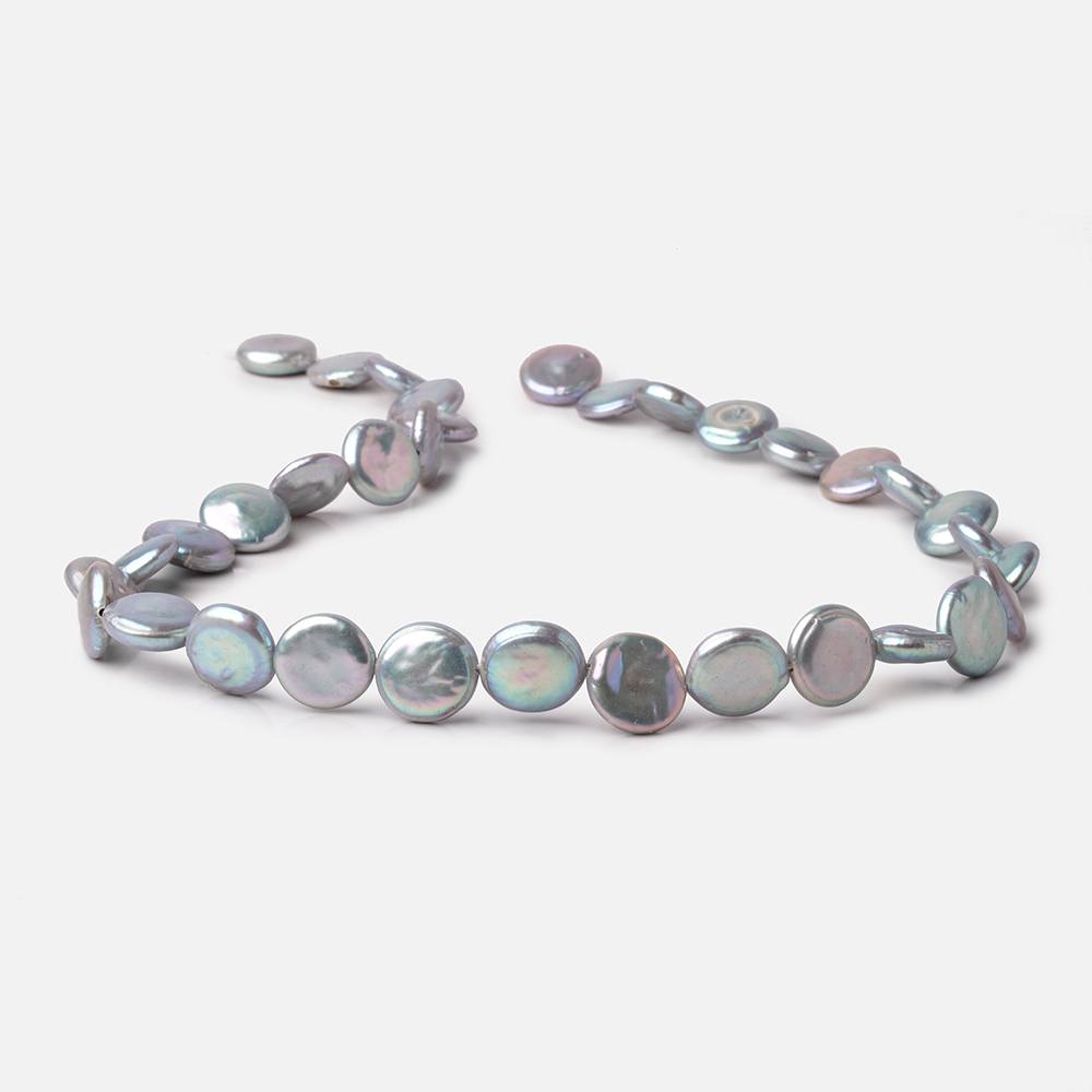 11mm Silver Coin Freshwater Pearl Beads 15 inch 34 pieces
