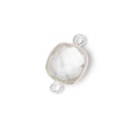 11mm Sterling Silver Bezel Crystal Quartz Faceted Cushion Connector 1 piece