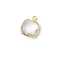 15mm Vermeil Bezel Crystal Quartz Faceted Cushion Pendant 1 piece