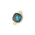 11mm Vermeil Bezel Labradorite Faceted Cushion Connector 1 piece