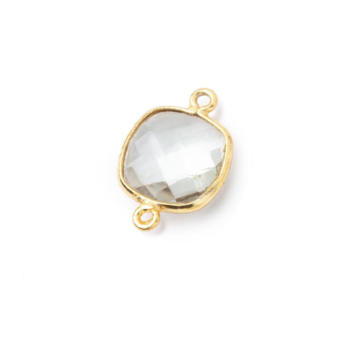 11mm Vermeil Bezel Prasiolite Faceted Cushion Connector 1 piece