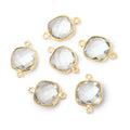 11mm Vermeil Bezel Prasiolite Faceted Cushion Connector 1 piece